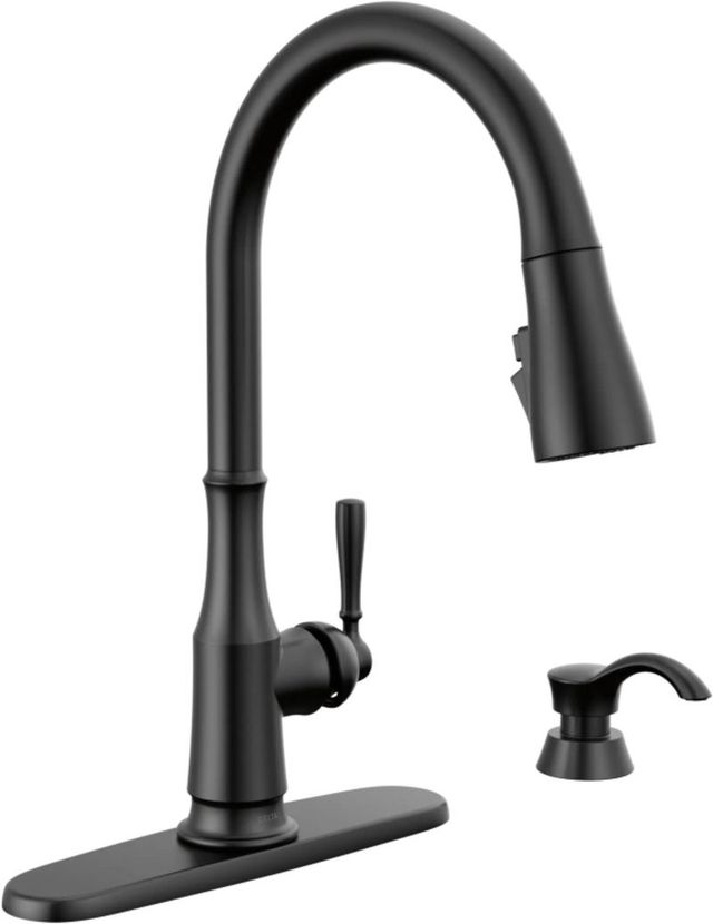 Delta Capertee™ Matte Black  Single Handle Pull-Down Kitchen Faucet with Soap Dispenser and Shield Spray Technology-0
