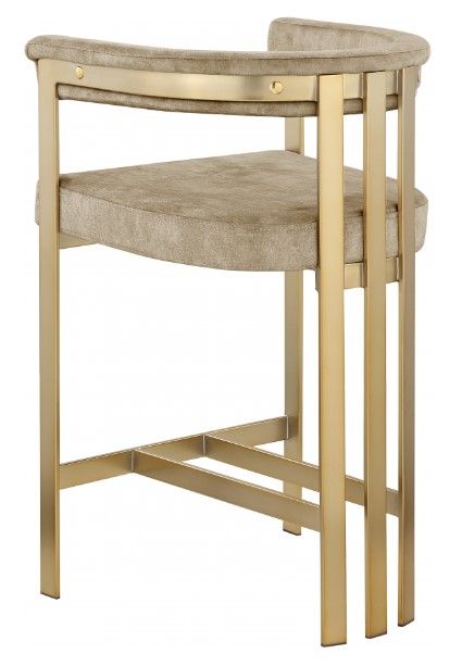 Meridian Furniture Marcello Beige/Brushed Brass Counter Stool-2