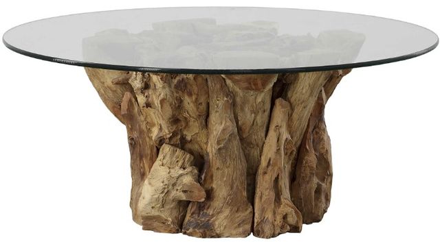 Uttermost® Driftwood Glass Top Large Coffee Table with Natural Base-0