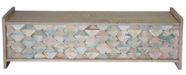 Home Trends & Design Ibiza Vintage Teal Storage Bench-1