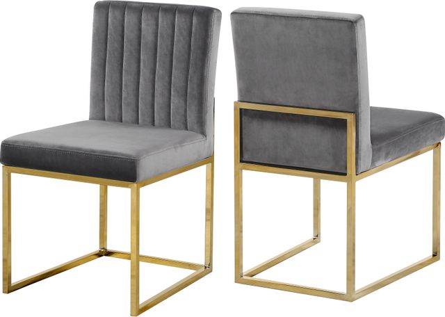 Meridian Furniture Giselle Gray/Gold Velvet Dining Chair-3