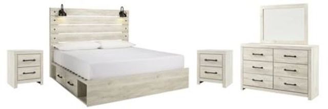 Signature Design by Ashley® Cambeck 4-Piece Whitewash King Panel Bed Set-0