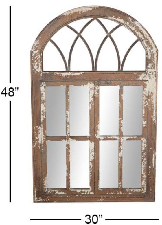 Deco Marche Brown 30" Arched Window Pane Wall Mirror-3
