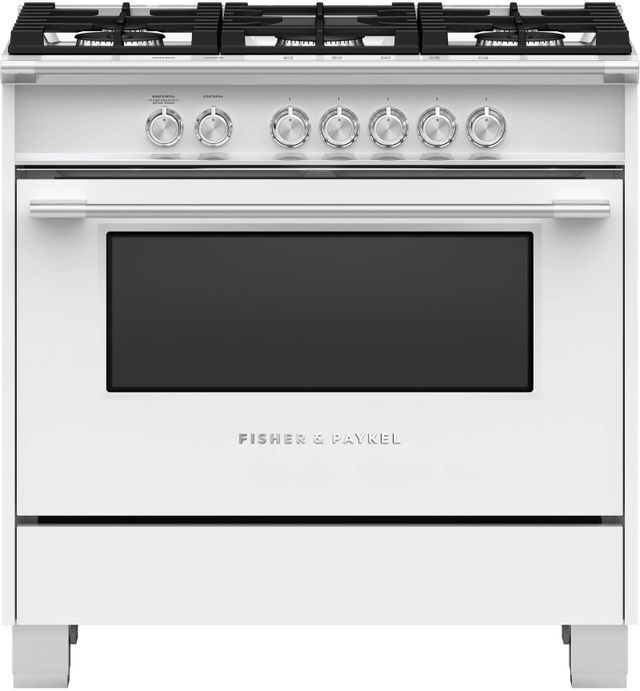 Fisher & Paykel 36" White Pro Style Natural Gas Range