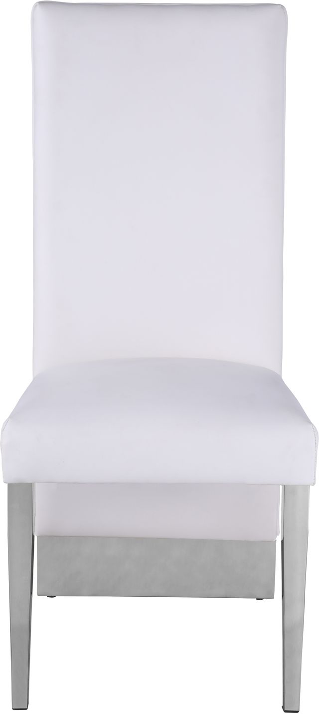 Meridian Furniture Porsha White/Chrome Vegan Leather Dining Chair-1