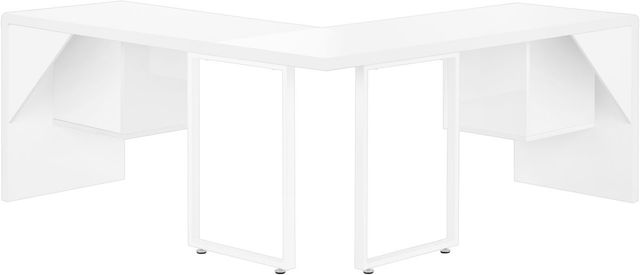 Monarch Specialties Inc. High Glossy White  L-Shaped Desk-2