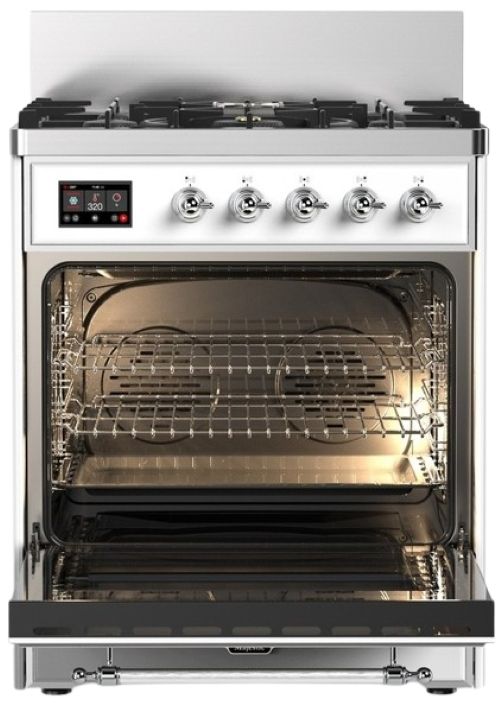 Ilve® Majestic III 30" Custom Pro Style Dual Fuel Natural Gas Range with 5 Black Brass Burners and Chrome Trim-1