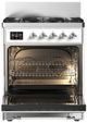 Ilve® Majestic III 30" Custom Pro Style Dual Fuel Natural Gas Range with 5 Black Brass Burners and Chrome Trim-1