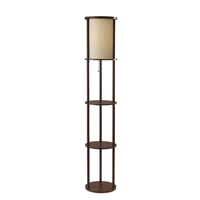 Adesso® Stewart Walnut Round Shelf Floor Lamp-0