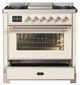 Ilve® Majestic III 36" Antique White Pro Style Dual Fuel Natural Gas  Range with Triple Glass Door and Copper Trim-3