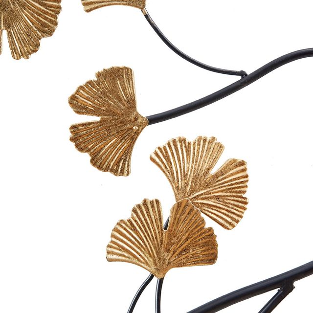 Olliix by Madison Park Golden Gingko Leaves 3 Piece Black/Gold Metal Wall Decoration Set-1