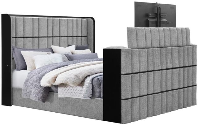 Global Furniture USA Isabella Gray King Sleigh Bed with LED-2