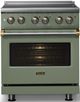 Viking® 5 Series 30" Eucalyptus Pro Style Electric Range with Brushed Brass Trim-4