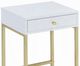 ACME Furniture Coleen White Side Table with Brass Base-2