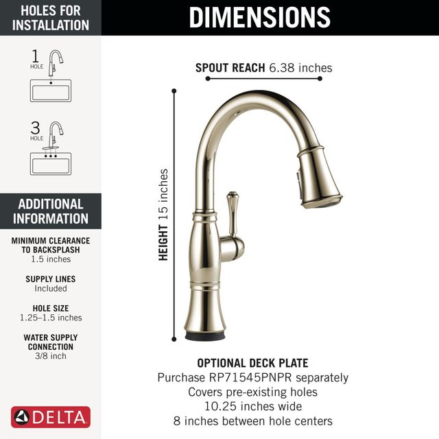 Delta Cassidy® Polished Nickel Touch2O® Technology Kitchen Faucet with Touchless Technology-2