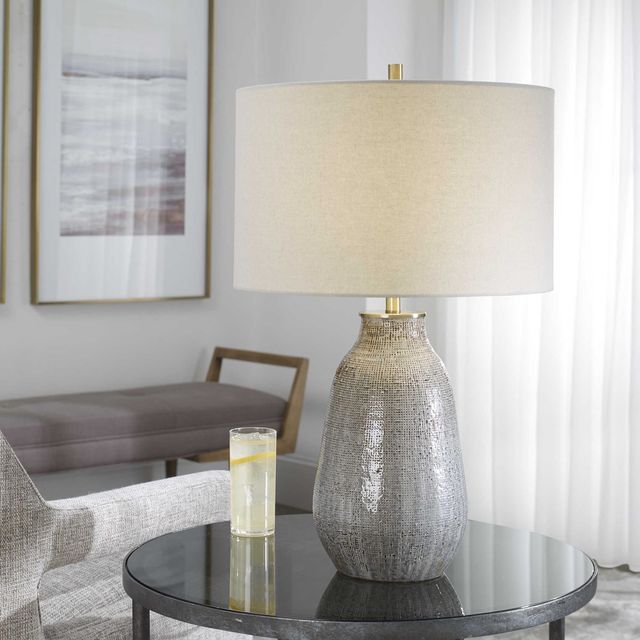 Uttermost® Monacan Gray Textured Table Lamp-1