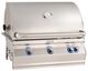 Fire Magic® Aurora 36" 4-Burner Stainless Steel Built-In Analog Thermometer Natural Gas Grill with Left Infrared Sear Burner and Backburner with Magic View Window-0