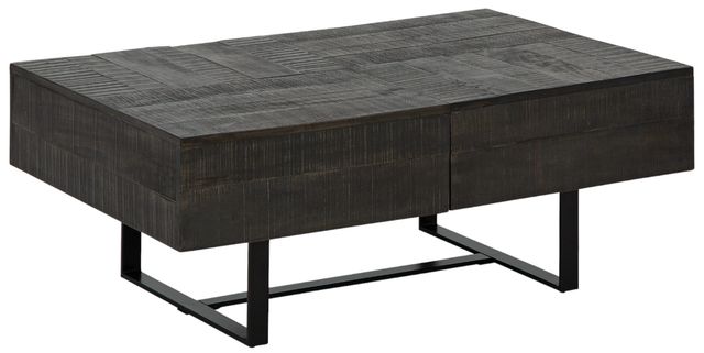Signature Design by Ashley® Kevmart Grayish Brown Coffee Table with Black Metal Base-0