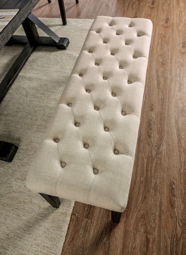Furniture of America® Alfred Antique Black/Ivory Bench-1