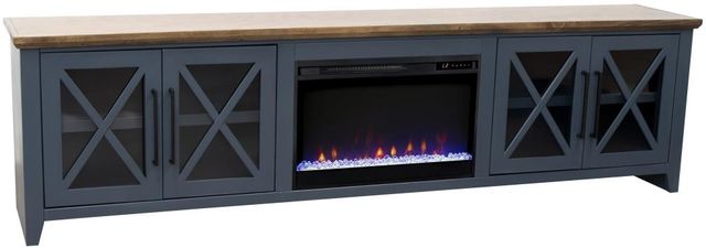 Legends Home Ithaca Blue Denim/Bourbon 96" Fireplace Console-0