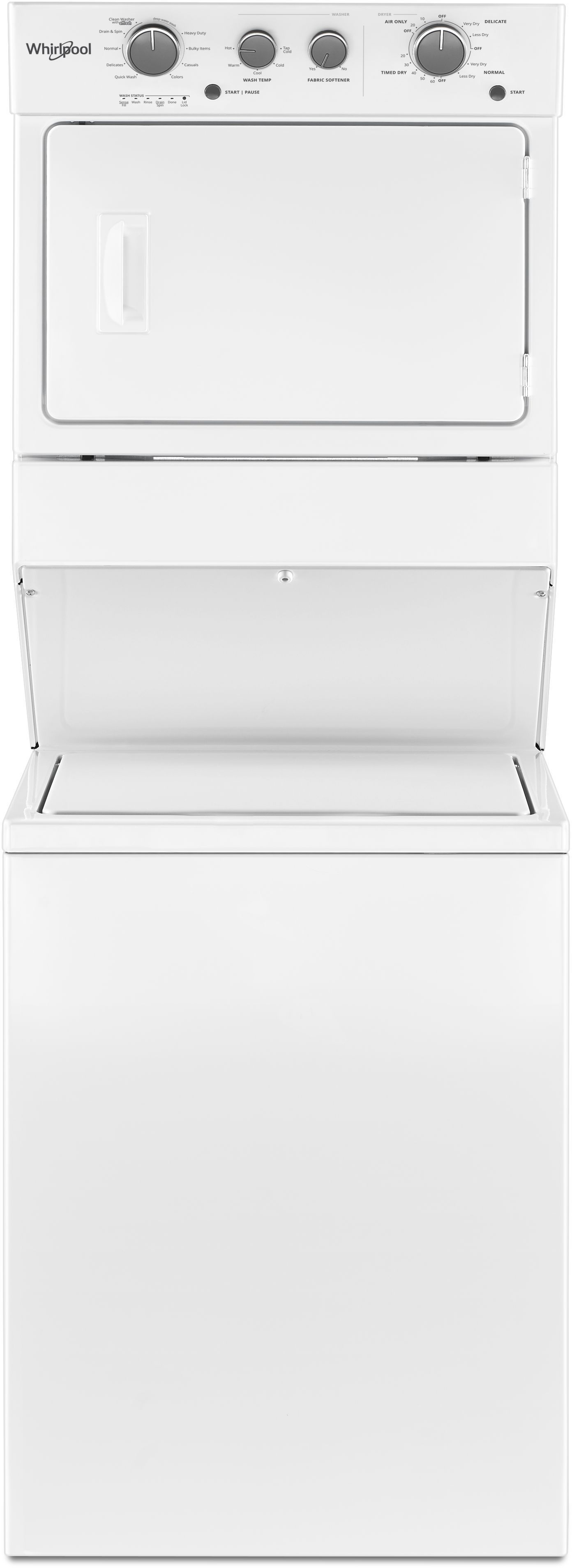 Whirlpool® 3.5 Cu. Ft. Washer, 5.9 Cu. Ft. Dryer White Electric Stacked Laundry