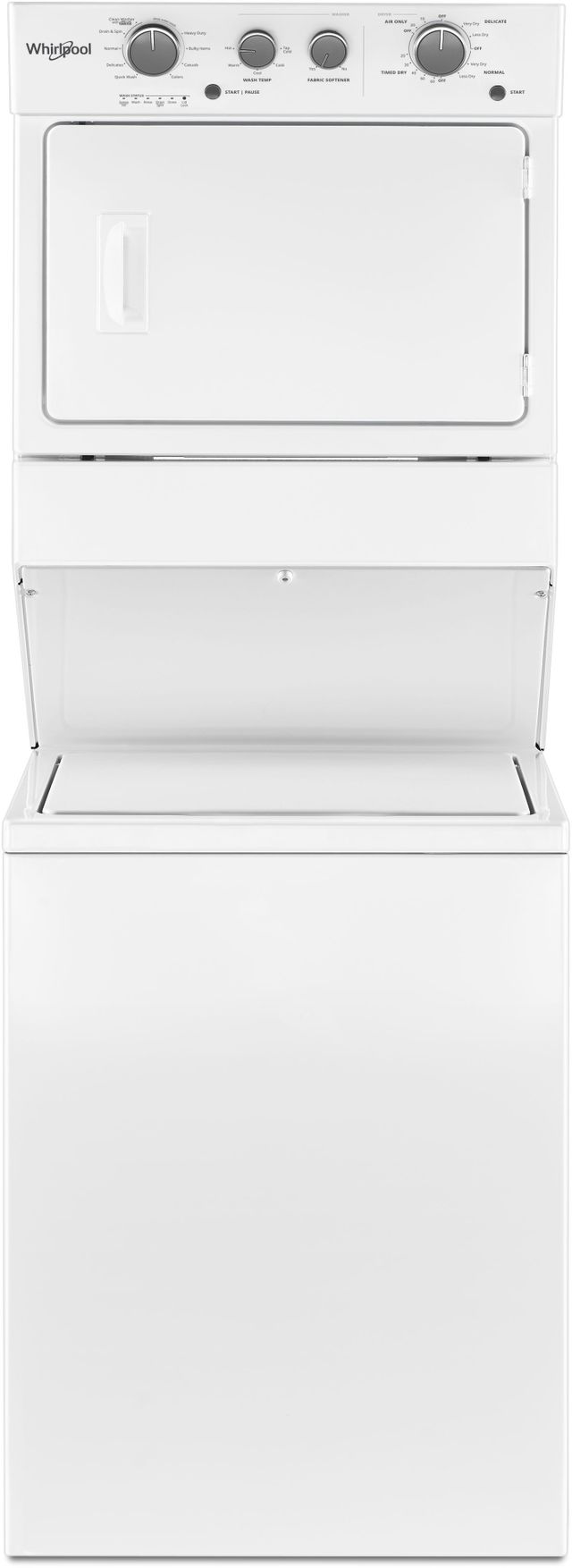 Whirlpool® 3.5 Cu. Ft. Washer, 5.9 Cu. Ft. Dryer White Electric Stacked ...