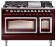 Ilve® Nostalgie II Noblesse 48'' Burgundy Pro Style Dual Fuel Range with Chrome Trim-0