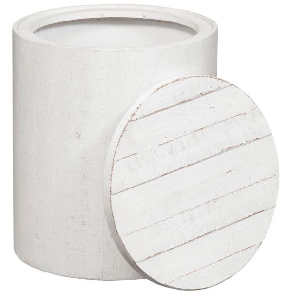 Liberty Furniture Modern Farmhouse Flea Market White Drum End Table-2