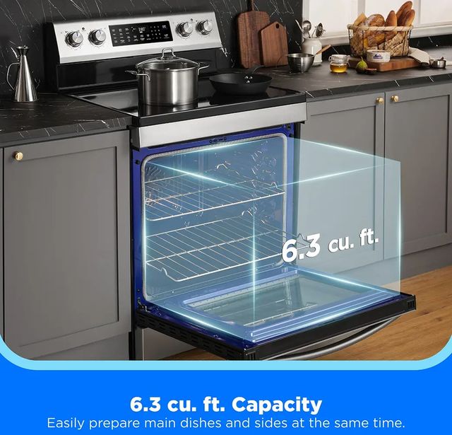 Midea® 30" Stainless Steel Freestanding Electric Range with Steam Cleaning-3