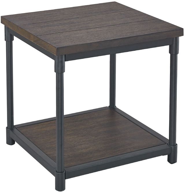 Steve Silver Co. Prescott Smoky Oak End Table with Black Frame-0