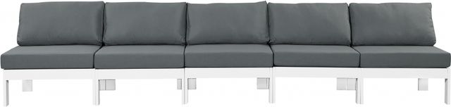 Meridian Furniture Nizuc 5-Piece Gray/White Aluminum/Fabric Outdoor Patio Armless Modular Sectional-1