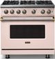 Viking® 5 Series 36" Blush Pro Style Gas (NG) Range with Brushed Brass Trim-3