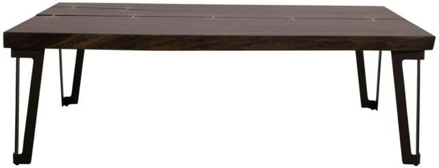 International Furniture Direct Walnut Reddish Brown Cocktail Table with Black Base-2