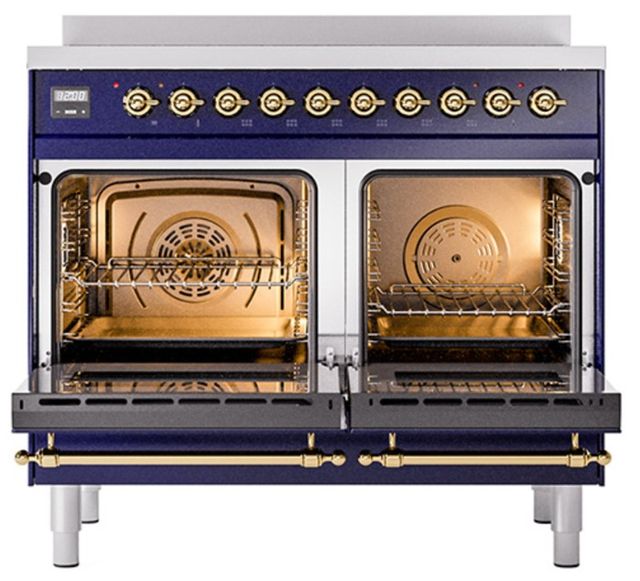 Ilve® Nostalgie II Noblesse 40'' Midnight Blue Pro Style Induction Range with Copper Trim-1