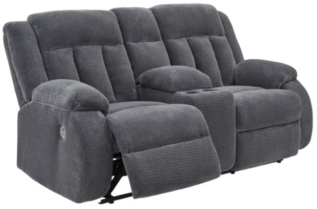 Signature Design by Ashley® Observation Steel Double Power Reclining Reclining Loveseat with Console-1