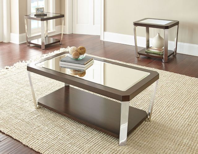 Steve Silver Co. Truman Glass Top Espresso End Table with Base-1