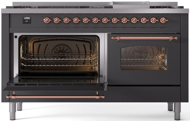 Ilve® Nostalgie II Series 60" Graphite Matte Pro Style Dual Fuel Range-2