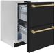 ZLINE Autograph Edition 24 in. Touchstone 168 Can Outdoor-Rated Dual Refrigerator Drawer with Black Matte Doors and Champagne Bronze Handles-2