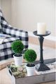 A & B Home 3-Piece Green Faux Single Ball-Shape Topiary with Cream Pot Set-3