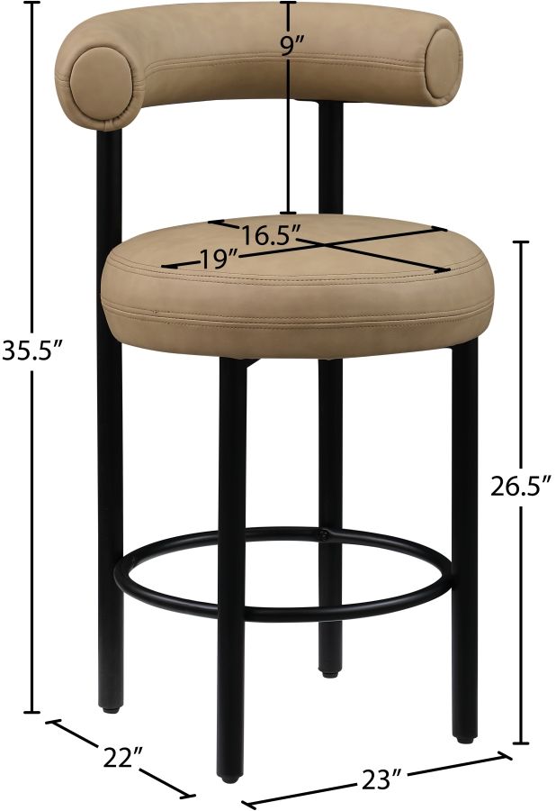Meridian Furniture Bordeaux Tan Leather Counter Stool-2