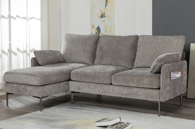 Mazin Furniture Mercury 2-Piece Gray Reversible Chaise Sofa Sectional-2