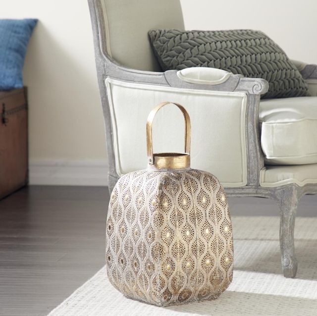 Deco Marche Gold Candle Lantern with Handle-3
