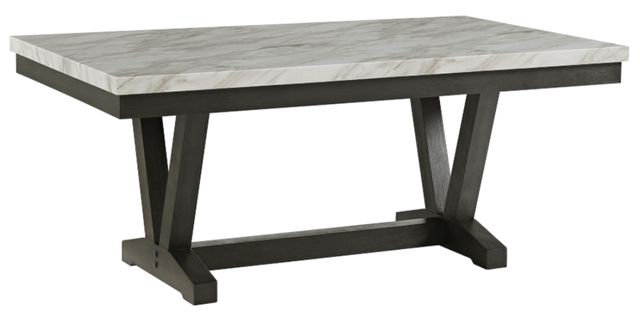 Elements International Everdeen White Dining Table with Charcoal Base-0
