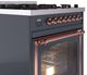 Ilve® Nostalgie II Noblesse 30" Blue Gray Pro Style Dual Fuel Range with Copper Trim-4