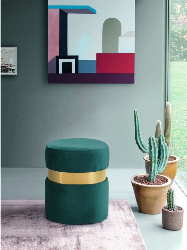 Meridian Furniture Hailey Green Velvet Stool-1