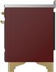 Ilve® Majestic III 48" Burgundy Pro Style Induction Range with Triple Glass Door and Brass Trim-4