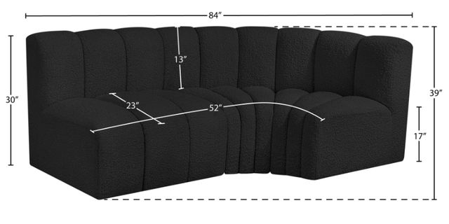 Meridian Furniture Arc 3-Piece Black Sectional-3