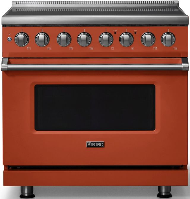 Viking® 5 Series 36" Spiced Cider Pro Style Induction Range with Polished Chrome Trim-0