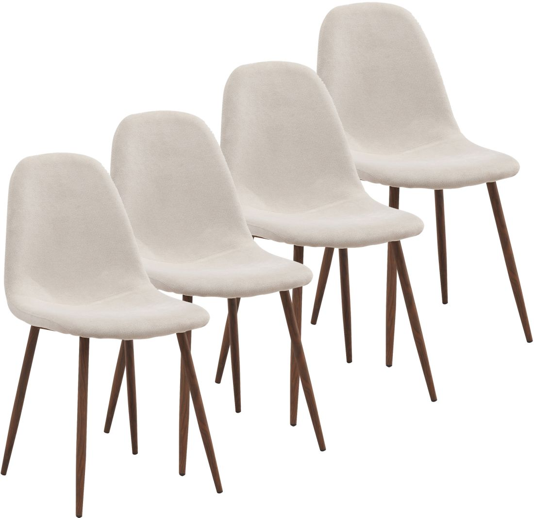 Worldwide Homefurnishings Inc. Lyna 4-Piece Beige/Walnut Dining Side Chair Set