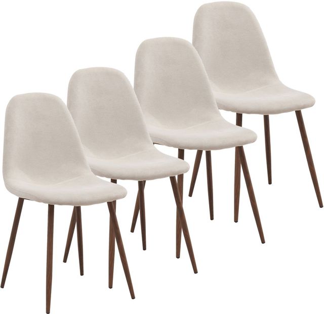 Worldwide Homefurnishings Inc. Lyna 4-Piece Beige/Walnut Dining Side Chair Set-0